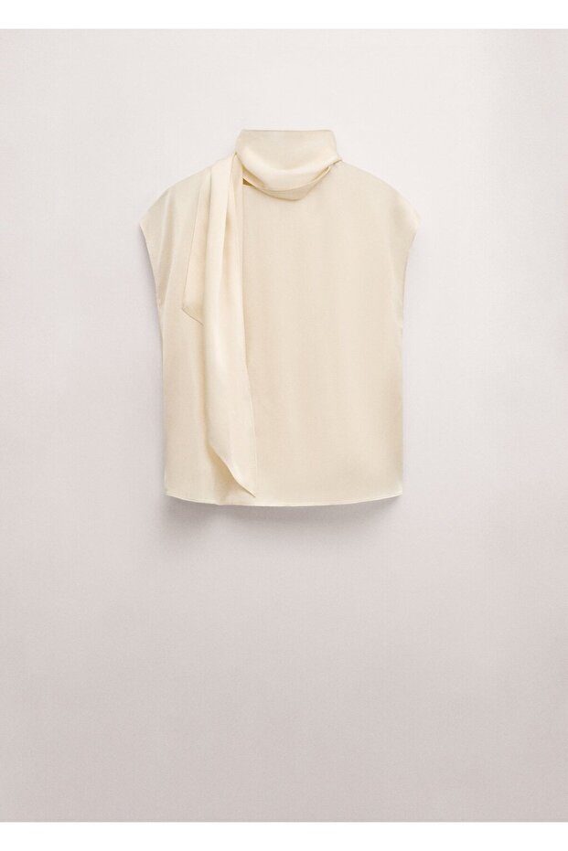 %100 ipek fular yaka bluz - 3