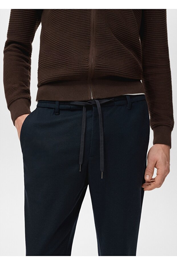 Slim fit flanel pantolon - 6