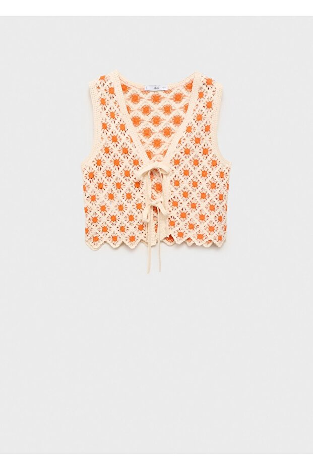 Kuşaklı dantel bluz - 3