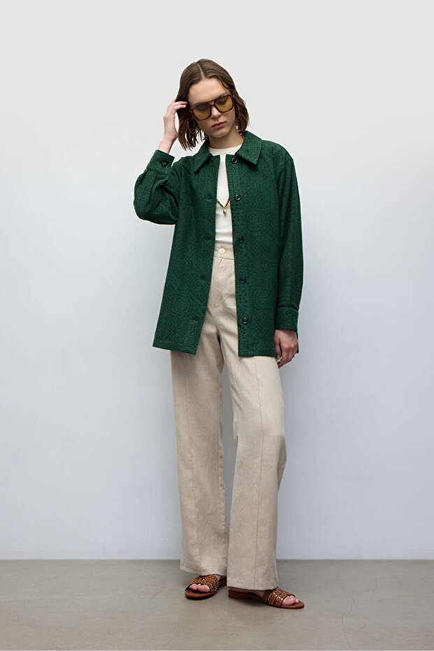 Forest Green Crocheted Jacket - 3