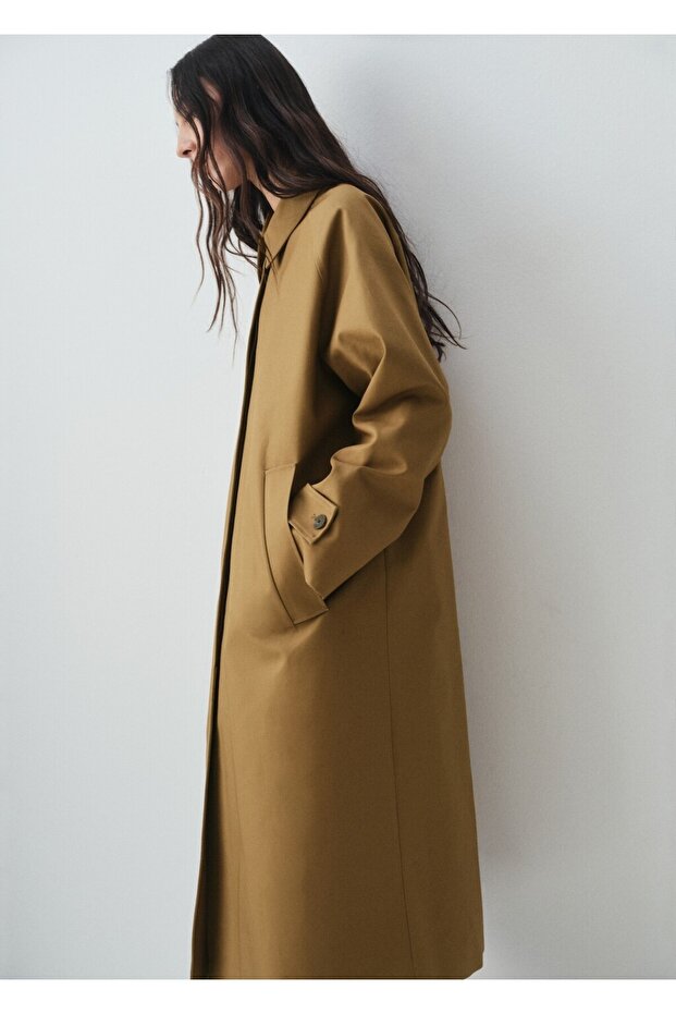 %100 pamuklu uzun trençkot - 1