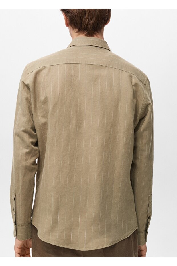 Çizgili keten gömlek - 4