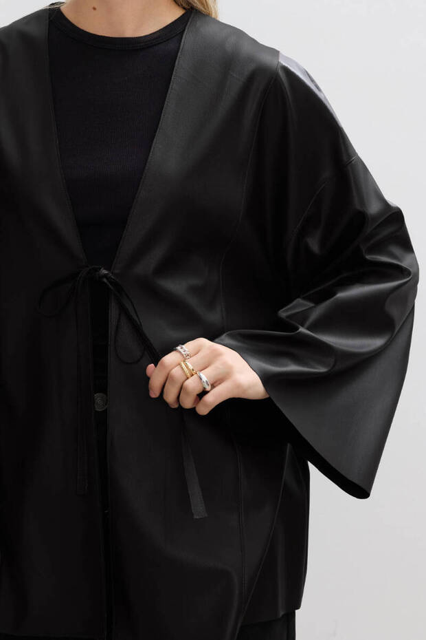 SİYAH DERİ KİMONO - 8