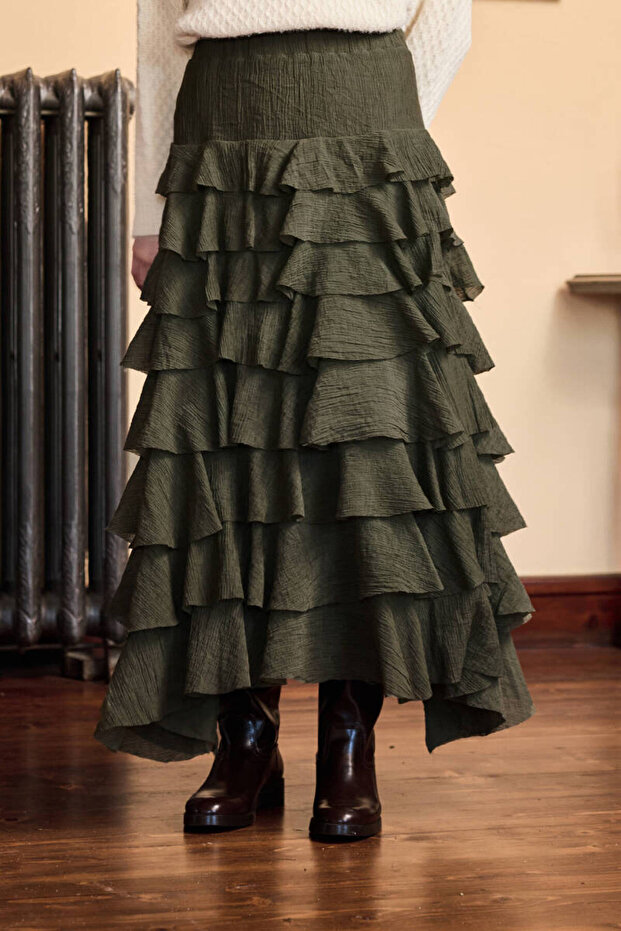 HAKİ KATLI ROMANTİK ETEK - 6