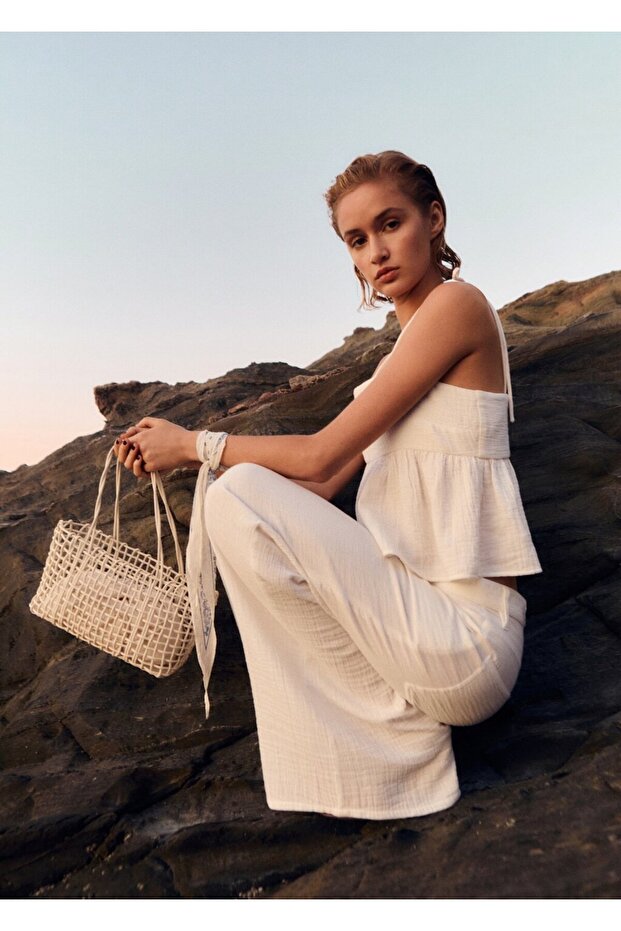 Flounced Cotton Blouse - 6