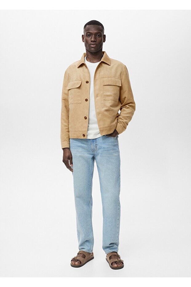 Süet deri görünümlü gömlek ceket - 2