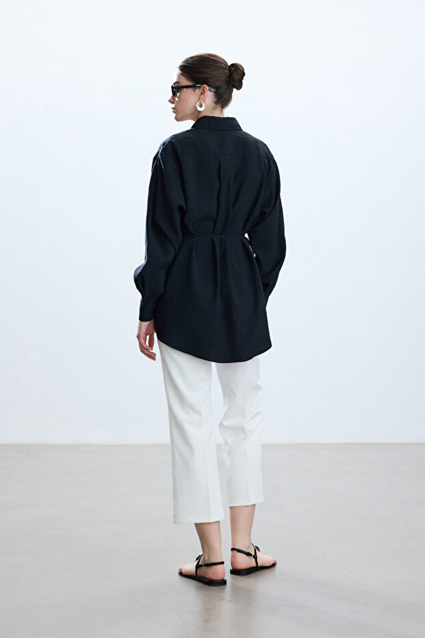 SİYAH MODAL VINTAGE GÖMLEK - 8