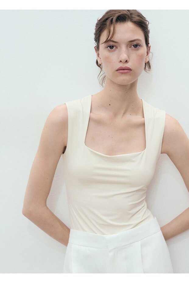 Geniş askılı dar kesim bluz - 1