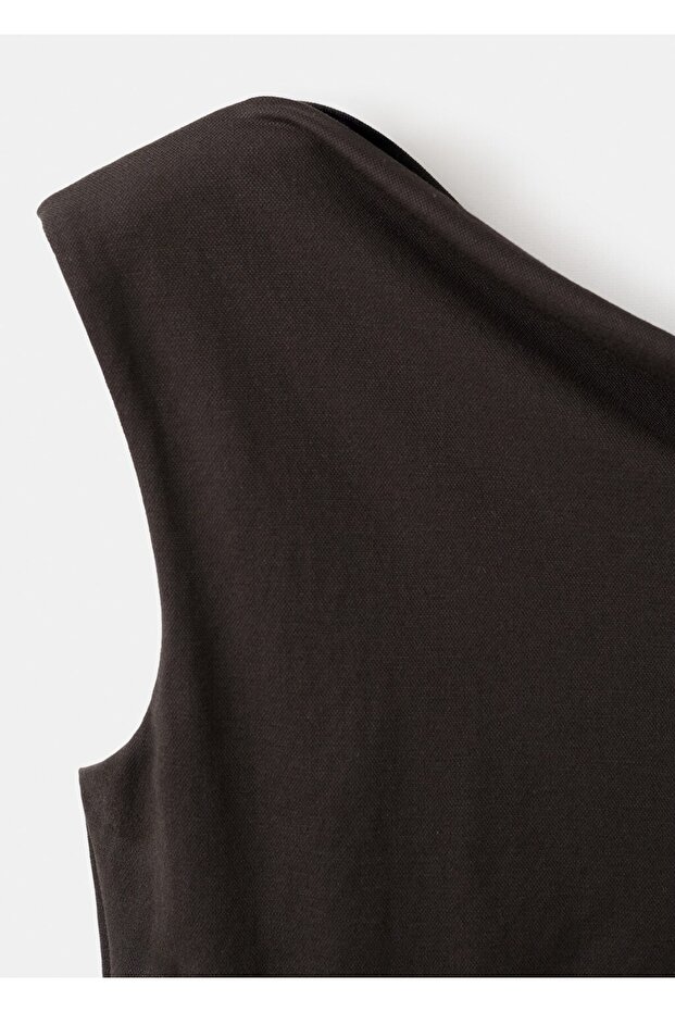 Drape yaka asimetrik bluz - 8