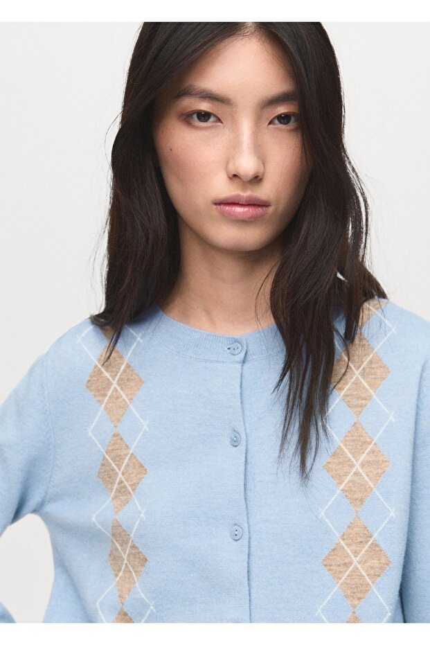 Baklava desenli triko hırka - 6