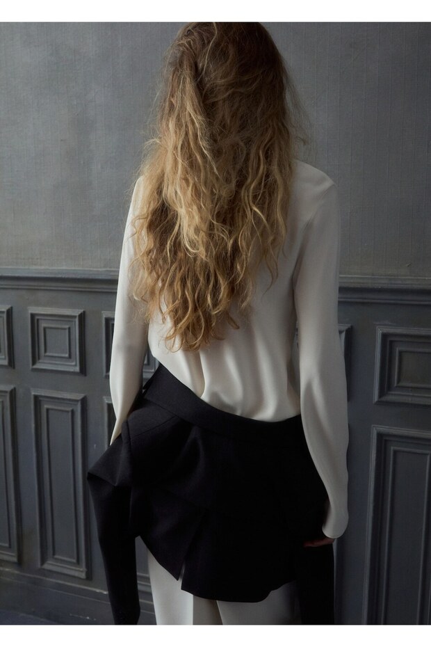 Drape kayık yaka bluz - 4