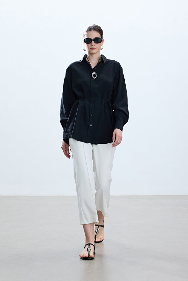 SİYAH MODAL VINTAGE GÖMLEK - 3