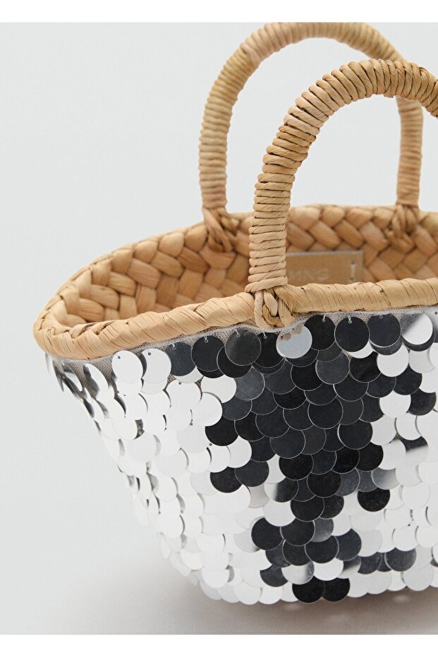 Payetli mini sepet çanta - 5