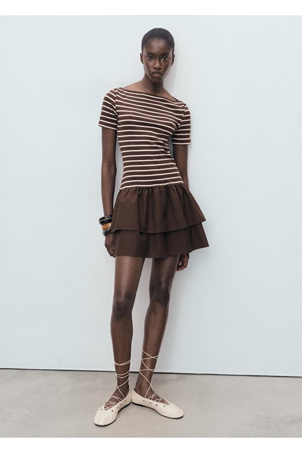 Karma çizgili elbise - 2