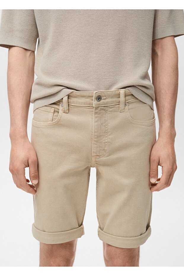 Slim fit kot bermuda şort - 6