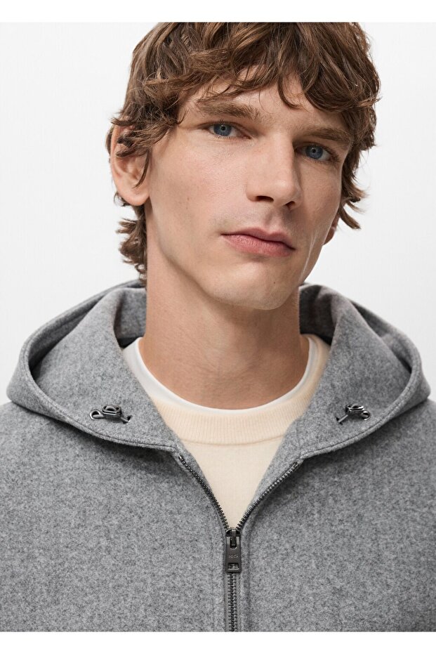 Kapüşonlu kumaş ceket - 6