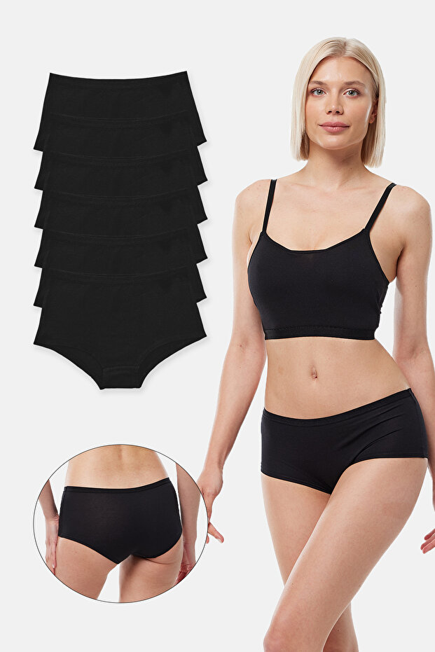 Women's Black 6-Pack Wide Brim Non-Marking Modal Panties 1906