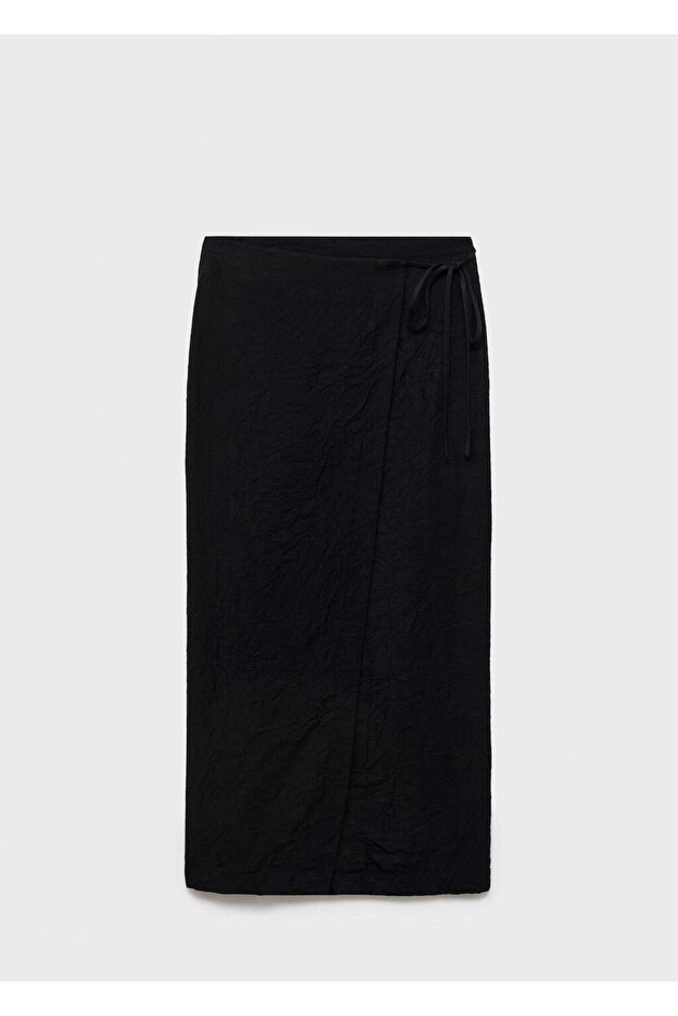 Kırışık görünümlü kruvaze etek - 3