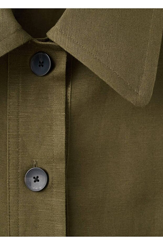 Keten karışımlı düğmeli ceket - 8