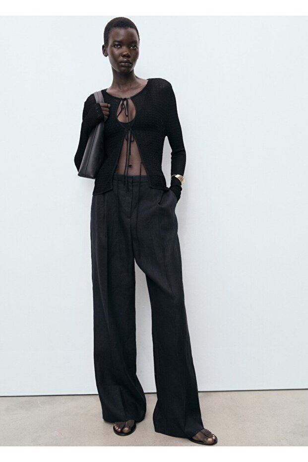 Bağ detaylı triko hırka - 2