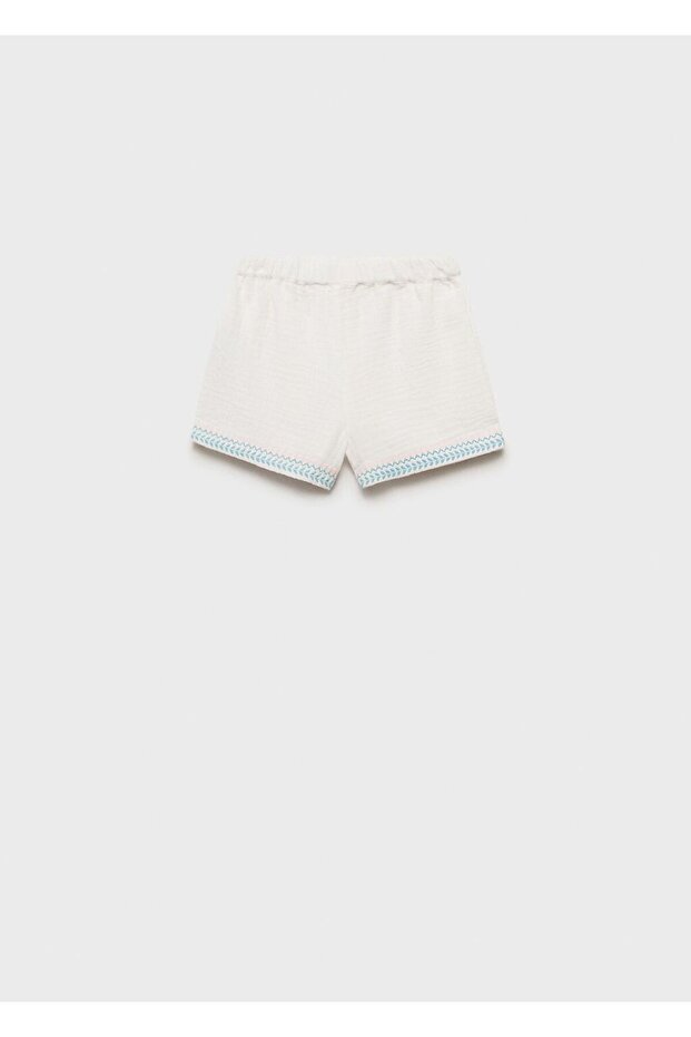 İşlemeli bambula şort - 3