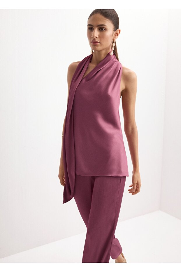 Fular yakalı bluz - 7