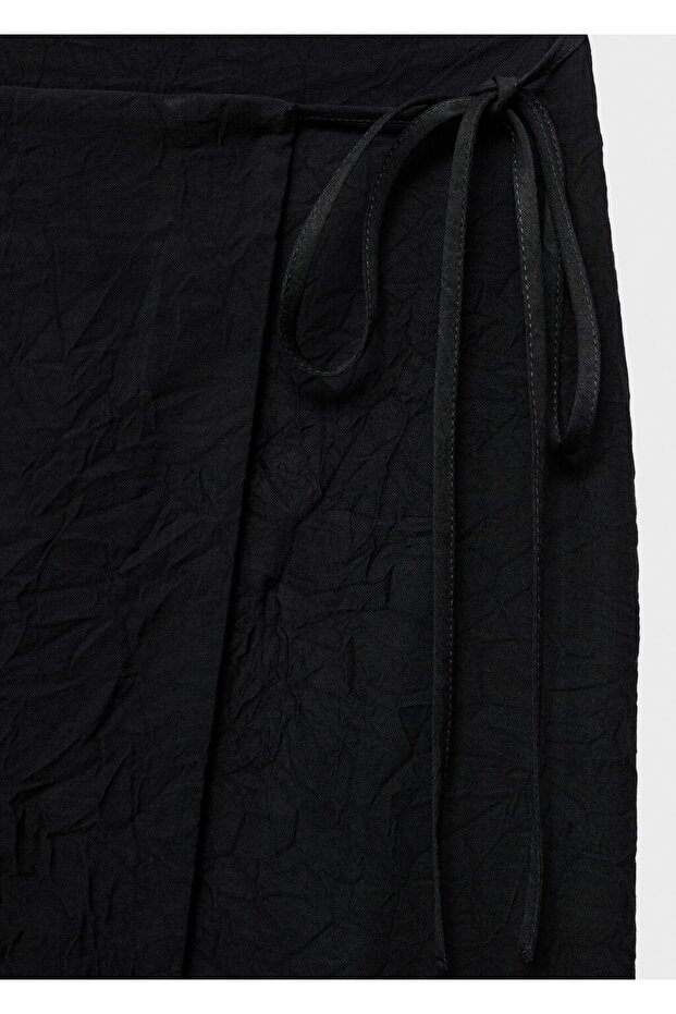 Kırışık görünümlü kruvaze etek - 5