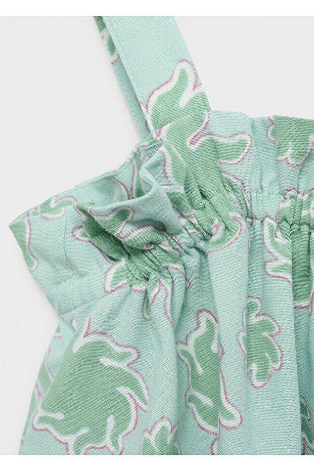 Patterned Blouse with Straps - 5