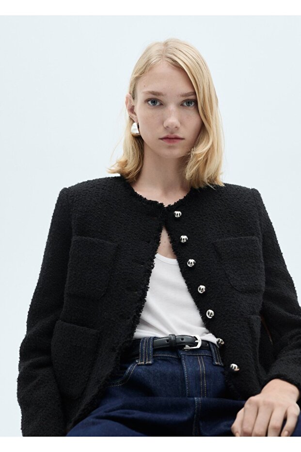 Düğmeleri taşlı tüvit ceket - 7