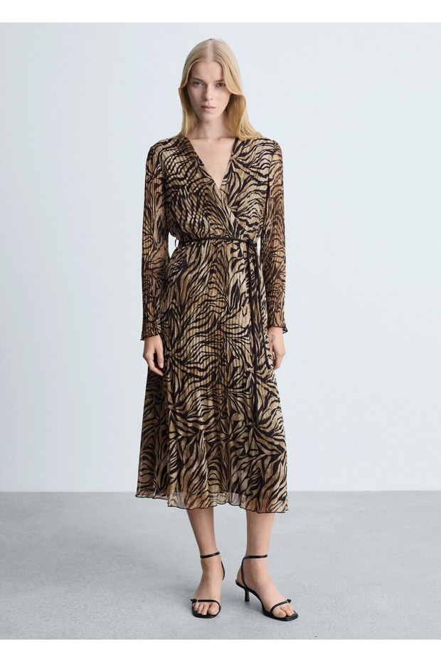 Leopárdmintás ruha kötéssel - 2