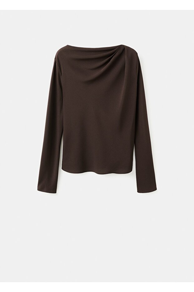 Drape kayık yaka bluz - 3