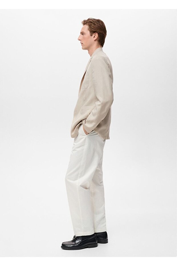 Slim fit keten blazer ceket - 7