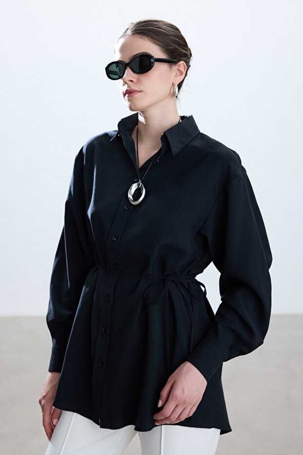 SİYAH MODAL VINTAGE GÖMLEK - 6