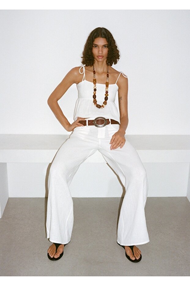 Flounced Cotton Blouse - 8