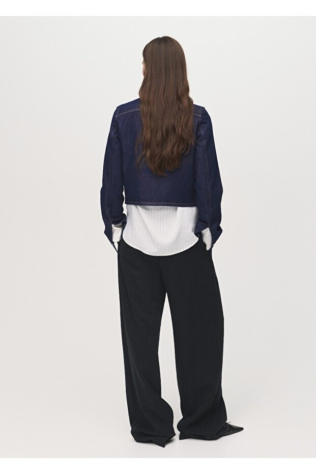 Crop denim ceket - 4