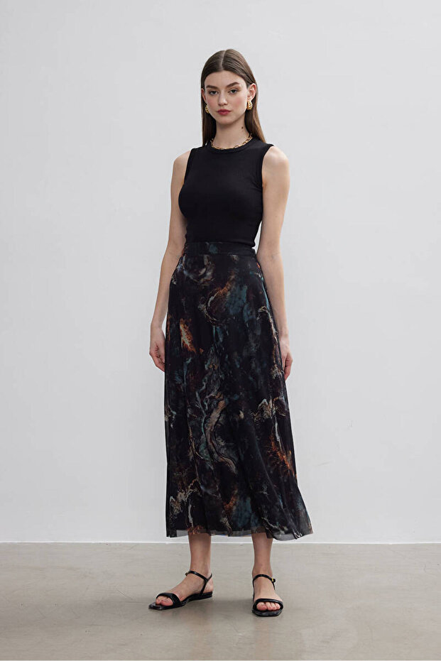 FIRÇA DESENLİ TÜL ETEK - 1