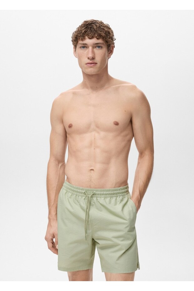 Gofre kumaşlı şort mayo - 1