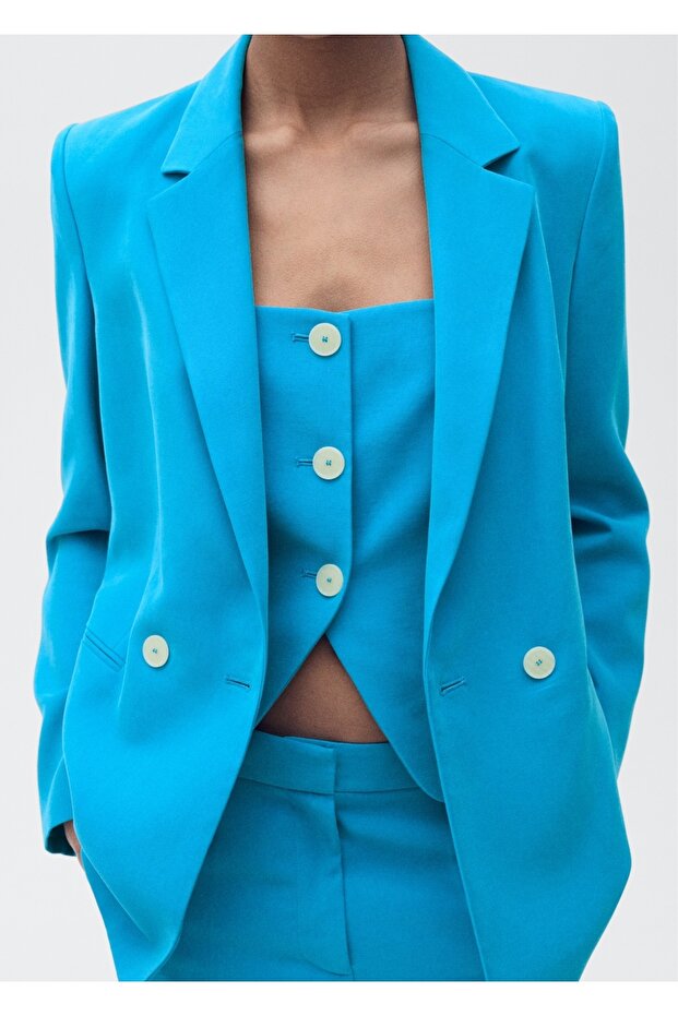 Arkası açık kumaş yelek - 6