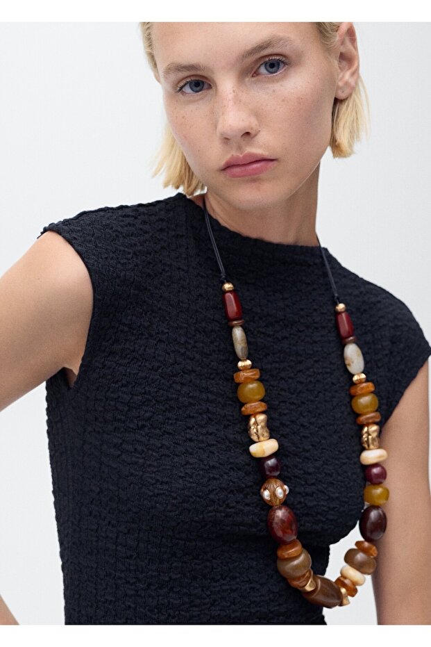 Krep pamuklu bluz - 6