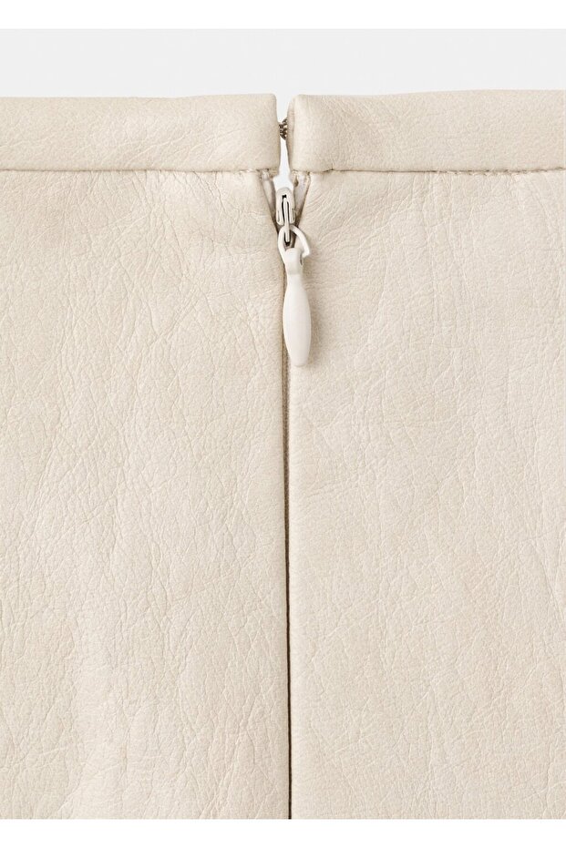 Godeli deri görünümlü etek - 7