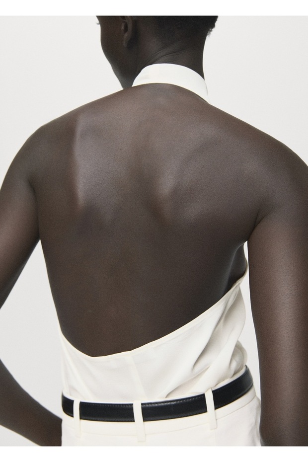 Drape yakalı saten bluz - 7