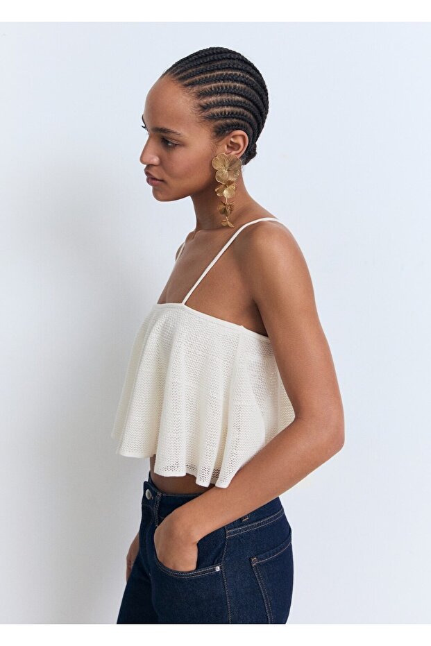 Volanlı triko bluz - 7