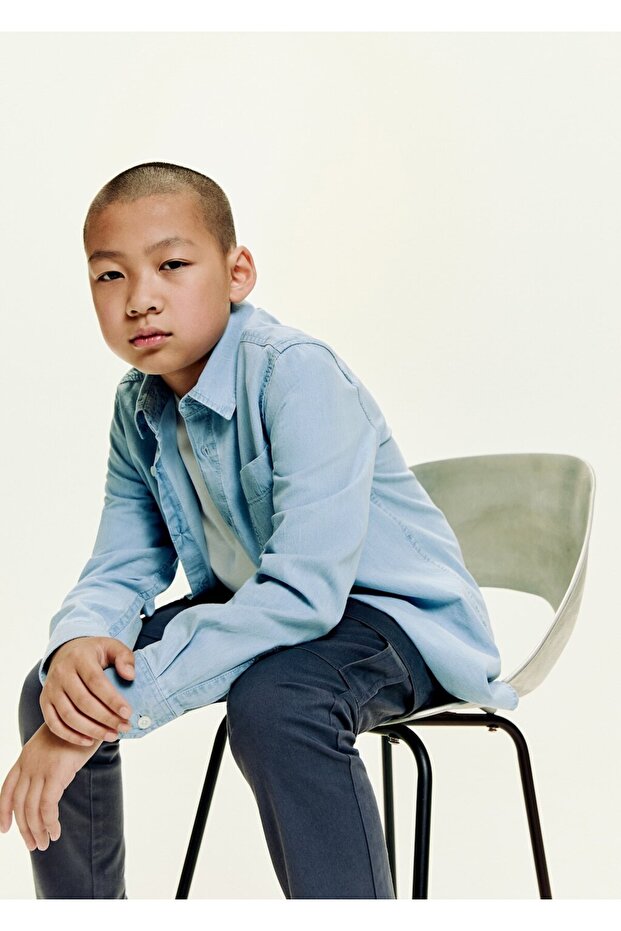 Pamuklu denim gömlek - 1