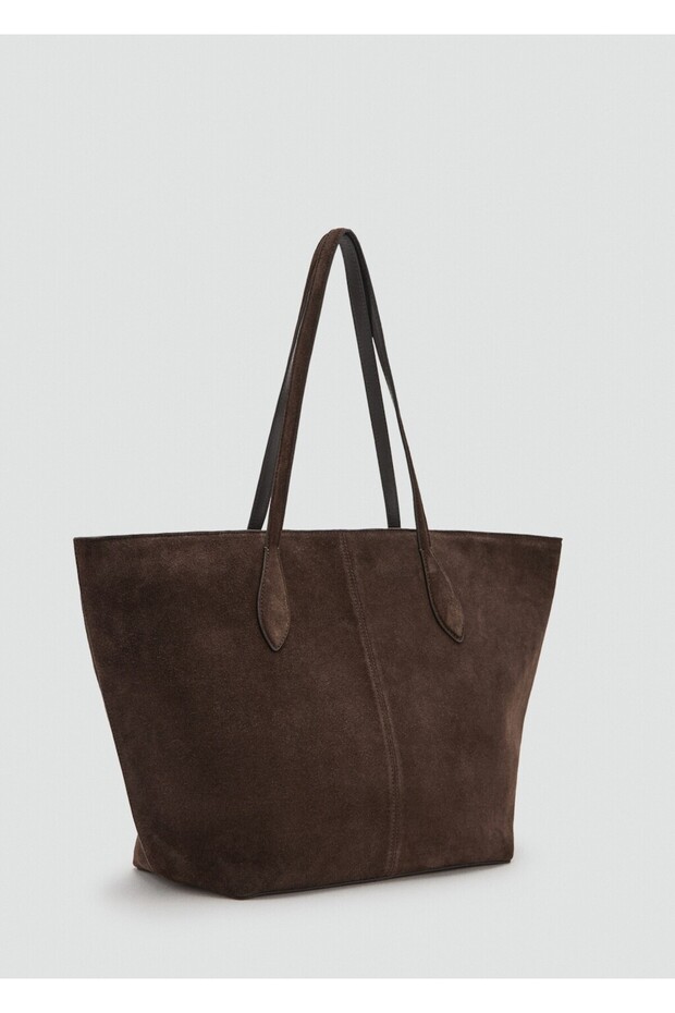 Süet shopper çanta - 1