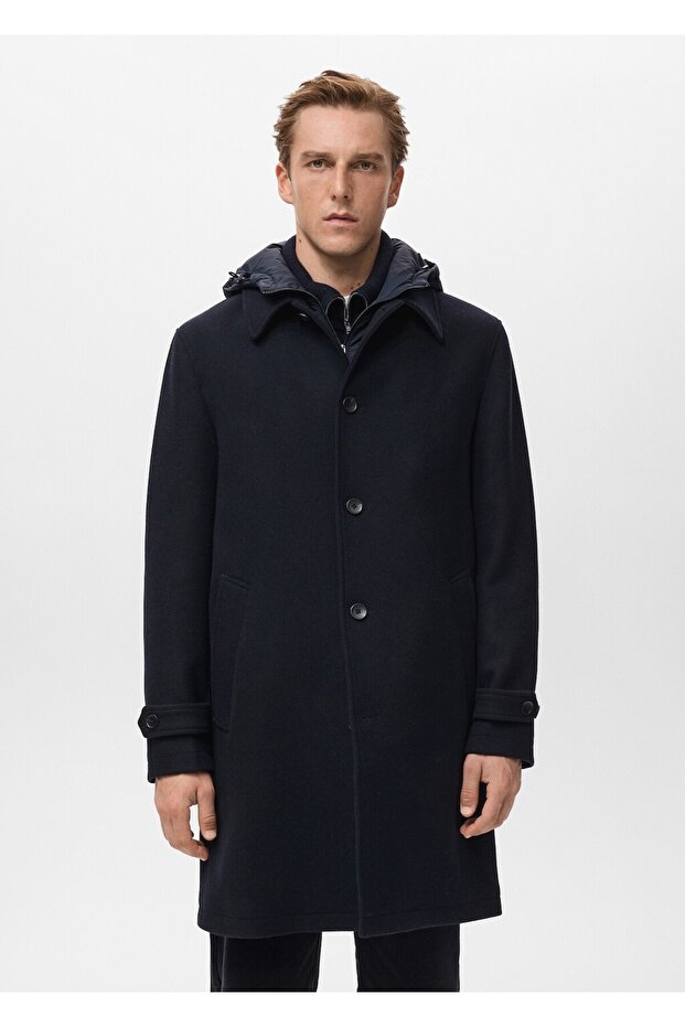 Çıkarılabilir kapüşonlu yün ceket - 1