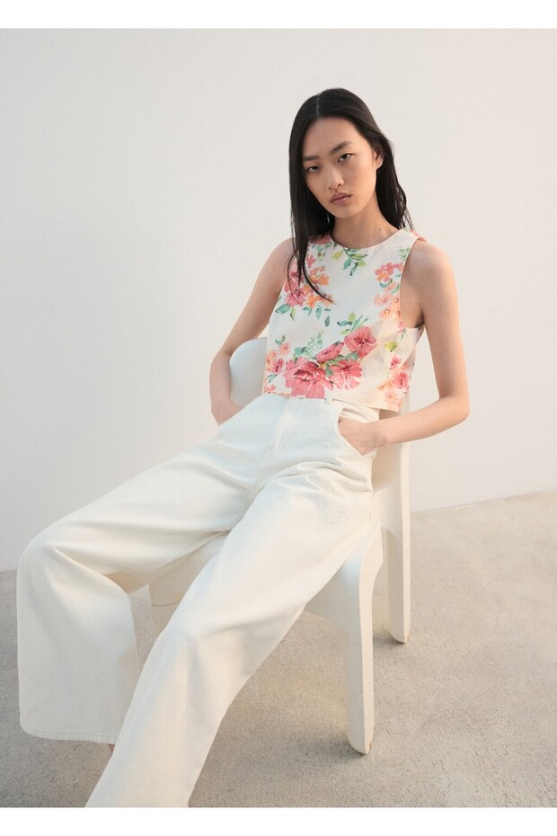 Desenli cropped bluz - 6