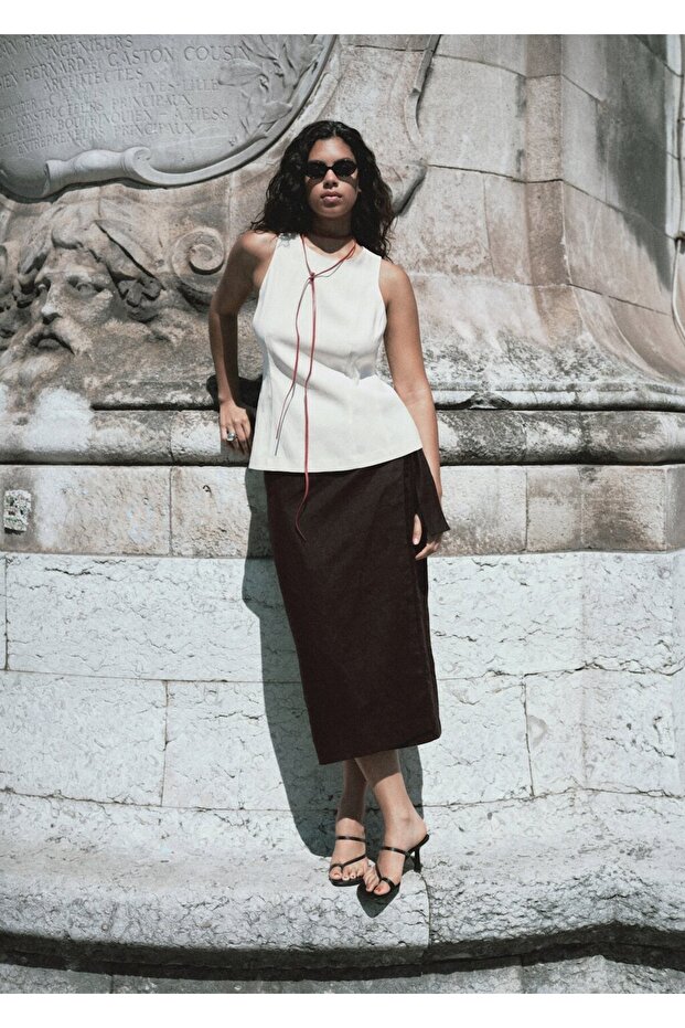 Halter Yaka Evaze Bluz - 7