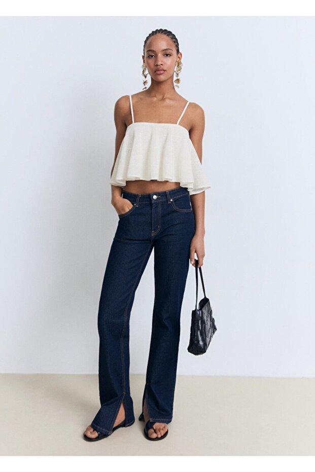 Volanlı triko bluz - 2