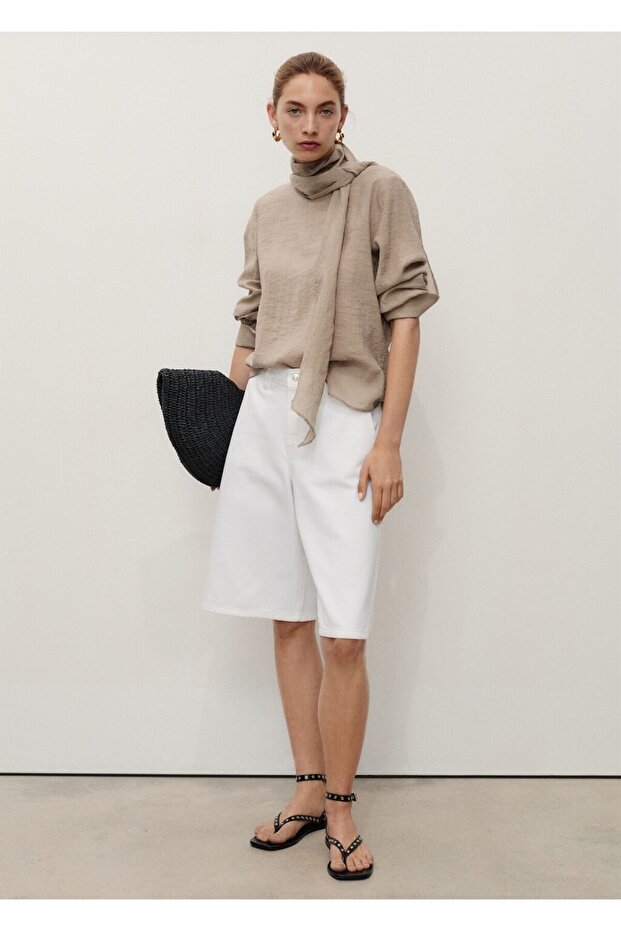 Orta Bel Denim Bermuda Şort - 2