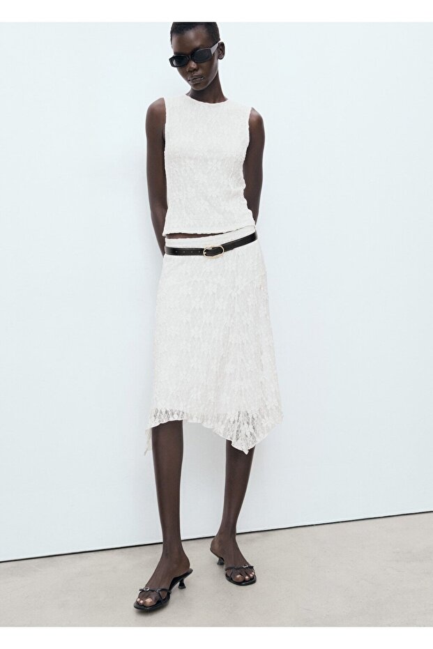 Dantelli midi etek - 2